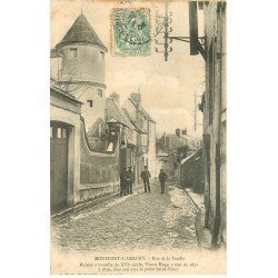 carte postale ancienne 78 MONTFORT-L'AMAURY. Rue de la Treille 1908 Facteur avec sa boite en bois