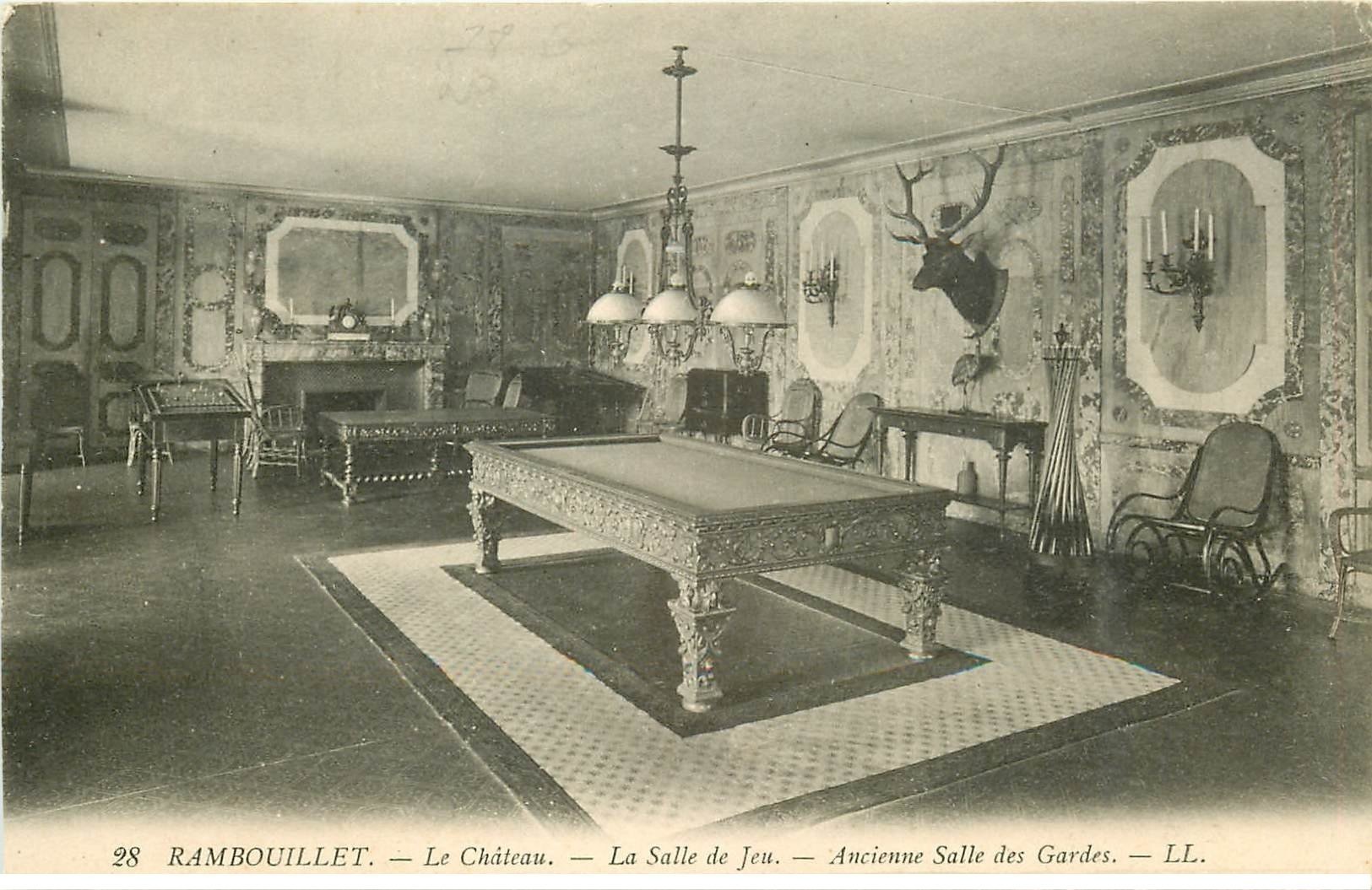 carte postale ancienne 78 RAMBOUILLET. Château Salle de Jeu avec billard