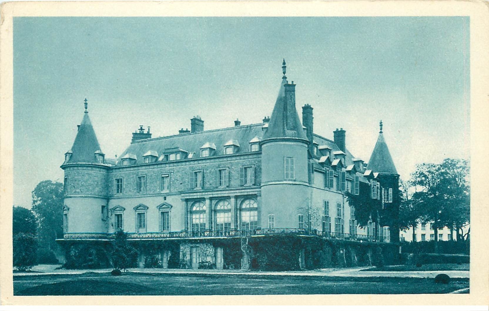 carte postale ancienne 78 RAMBOUILLET. Le Château. Publicité Carburant Azur