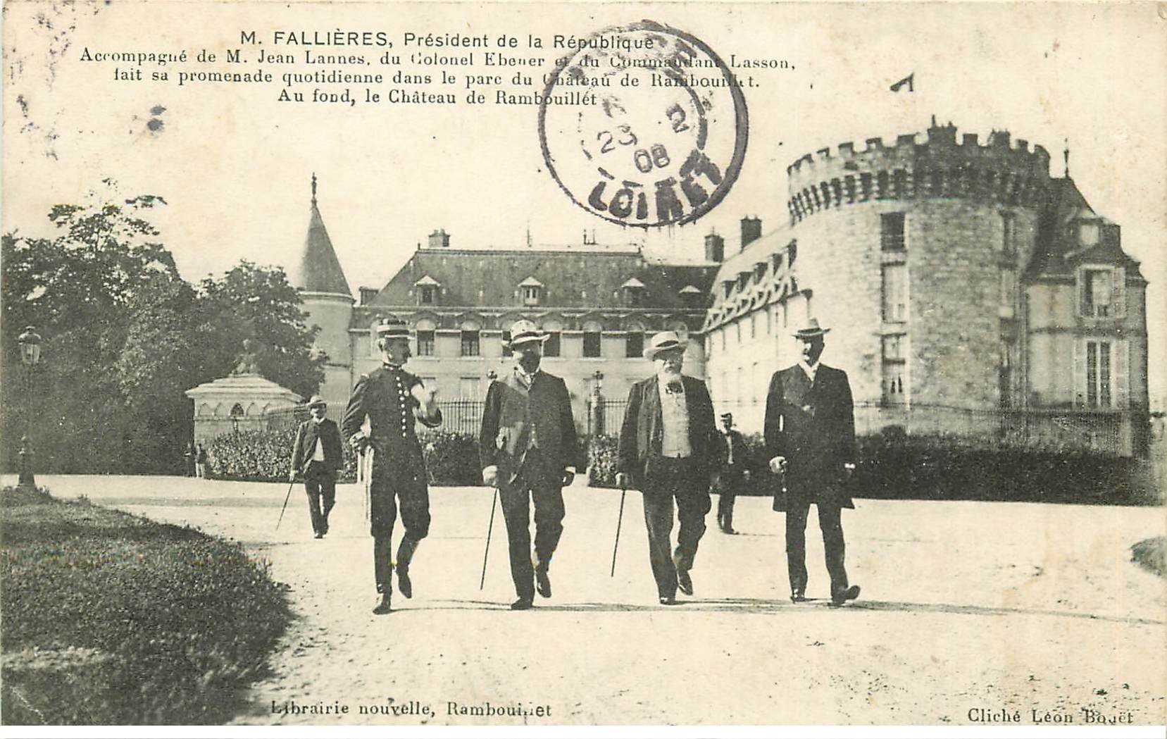carte postale ancienne 78 RAMBOUILLET. Fallières Président de la République 1908