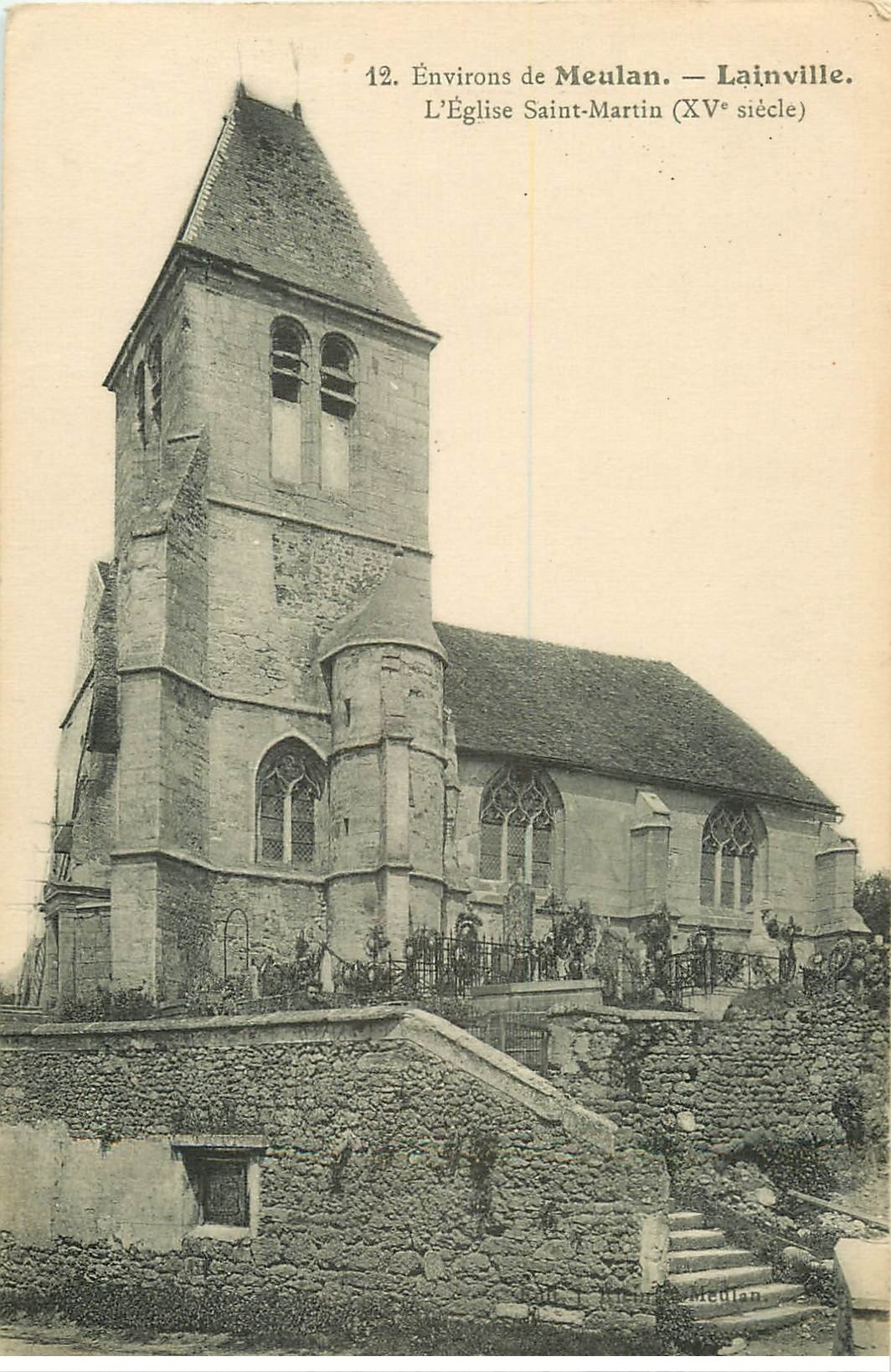 carte postale ancienne 78 LAINVILLE. Eglise Saint-Martin et Cimetière