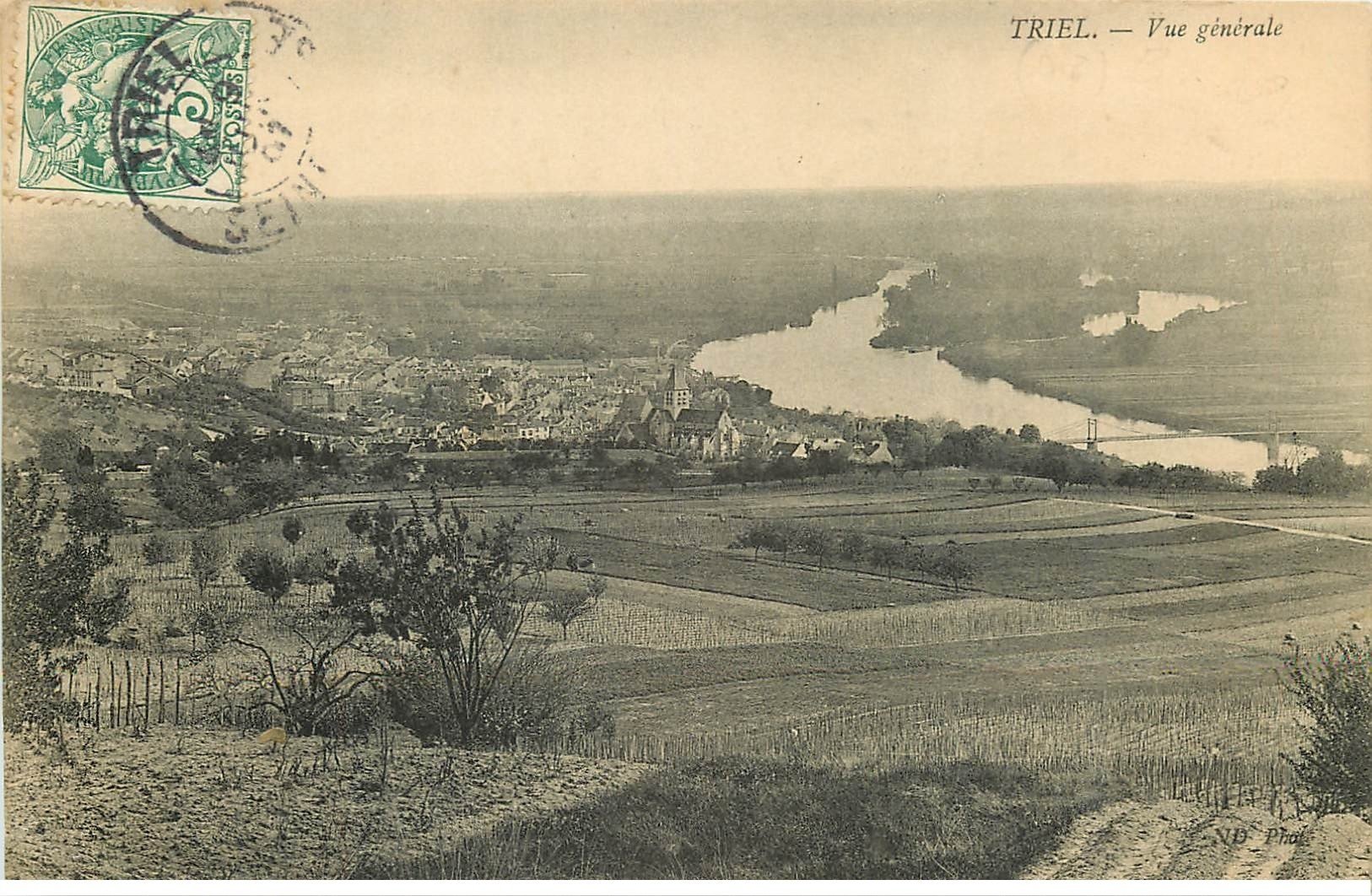 carte postale ancienne 78 TRIEL. Vue générale 1907