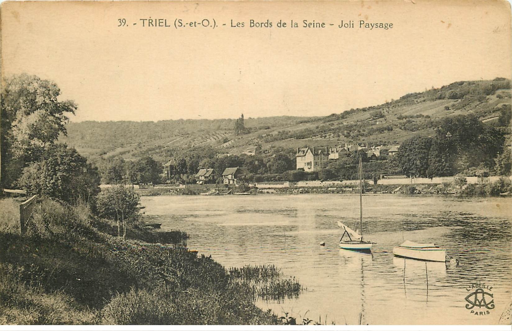 carte postale ancienne 78 TRIEL. Barques bords de Seine