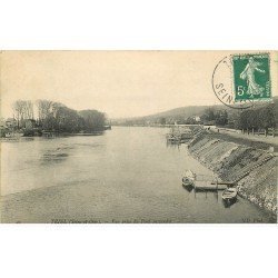carte postale ancienne 78 TRIEL. Vue prise du Pont suspendu 1909
