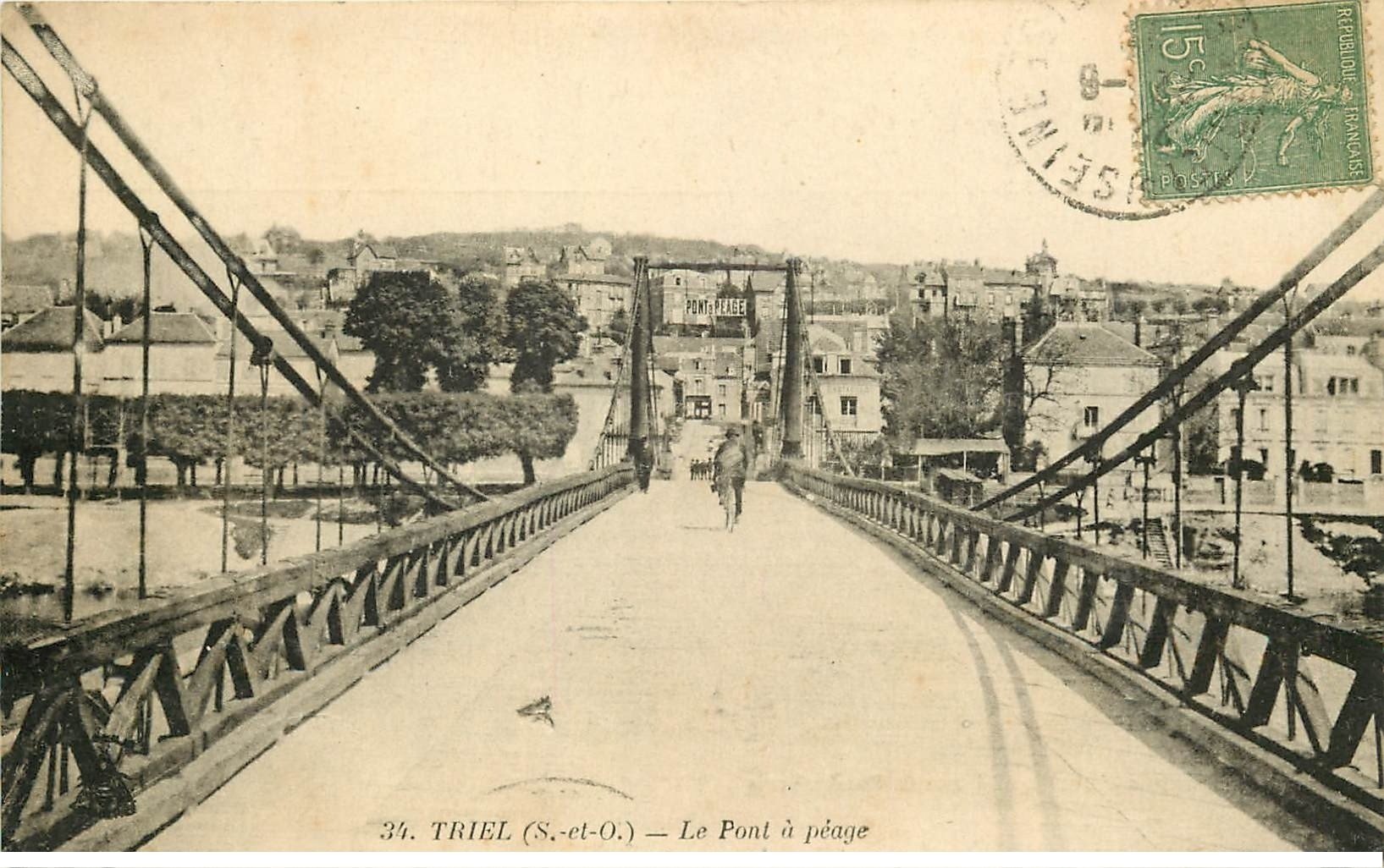 carte postale ancienne 78 TRIEL. Le Pont à péage
