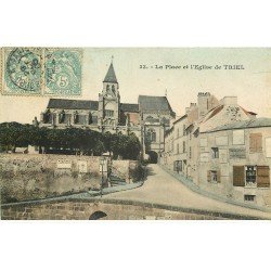 carte postale ancienne 78 TRIEL. La Place et l'Eglise 1905