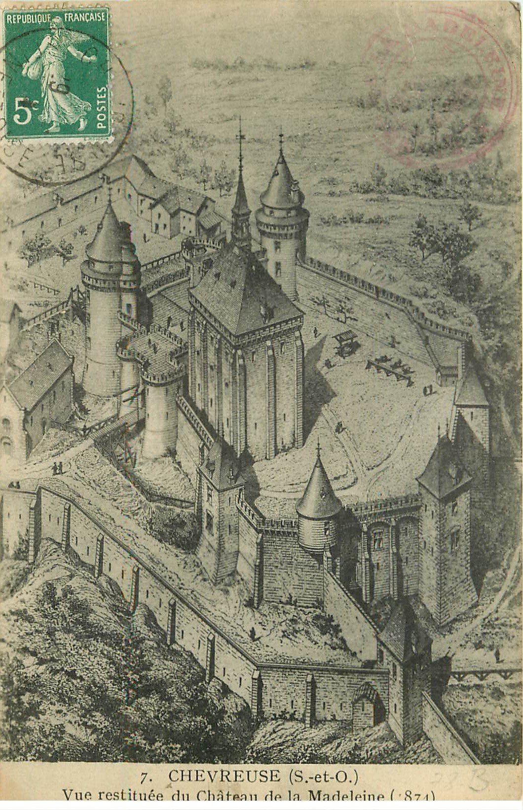 Carte Postale Ancienne 78 Chevreuse Château De La Madeleine Tour