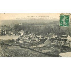 carte postale ancienne 78 CHEVREUSE. Panorama 1912 tampon Hôtel Gerbe d'Or