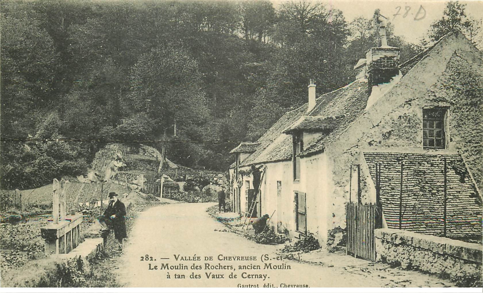 carte postale ancienne 78 CHEVREUSE. Moulin des Rochers bien animé
