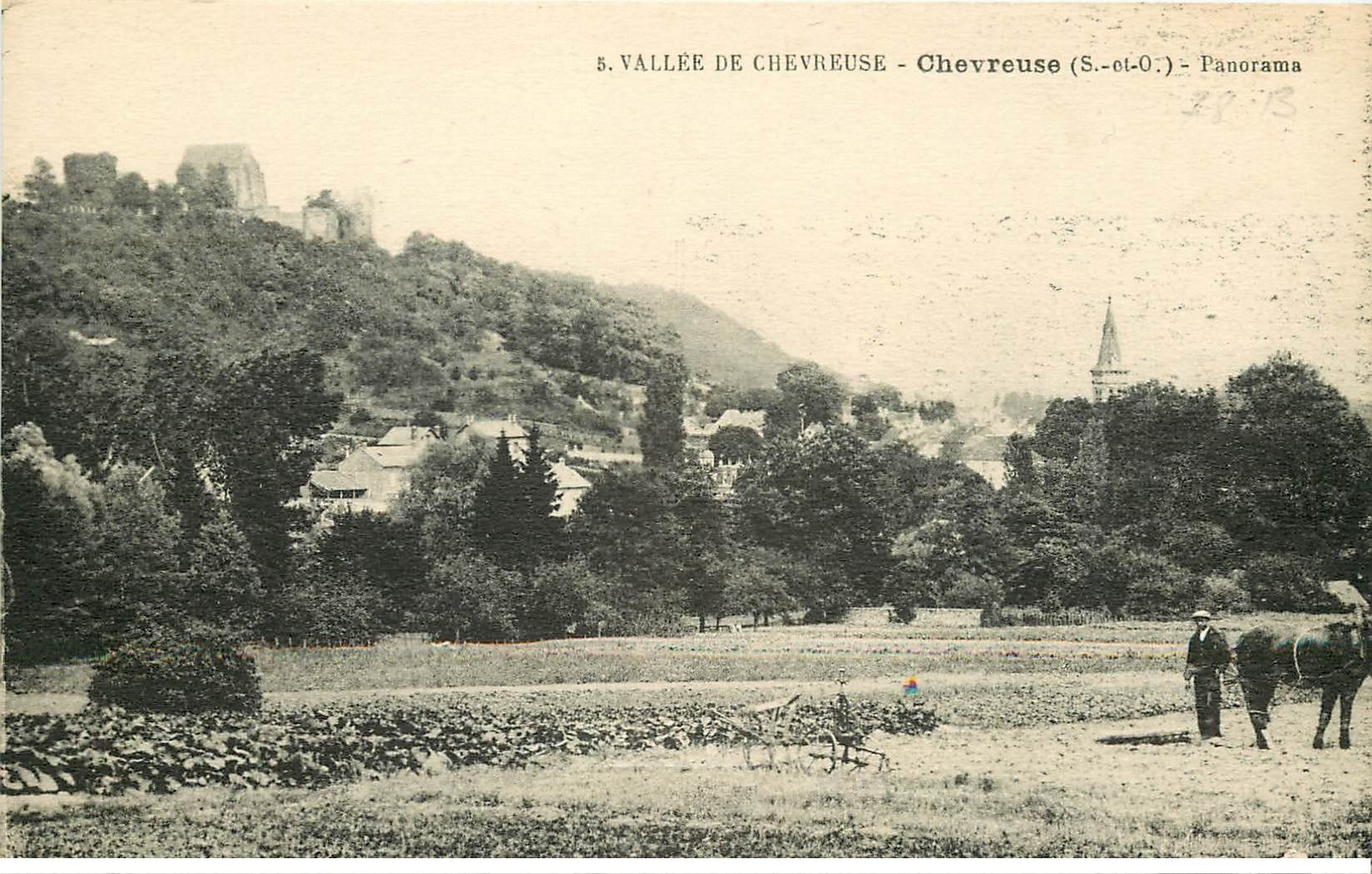 carte postale ancienne 78 CHEVREUSE. Cultivateur et son Cheval