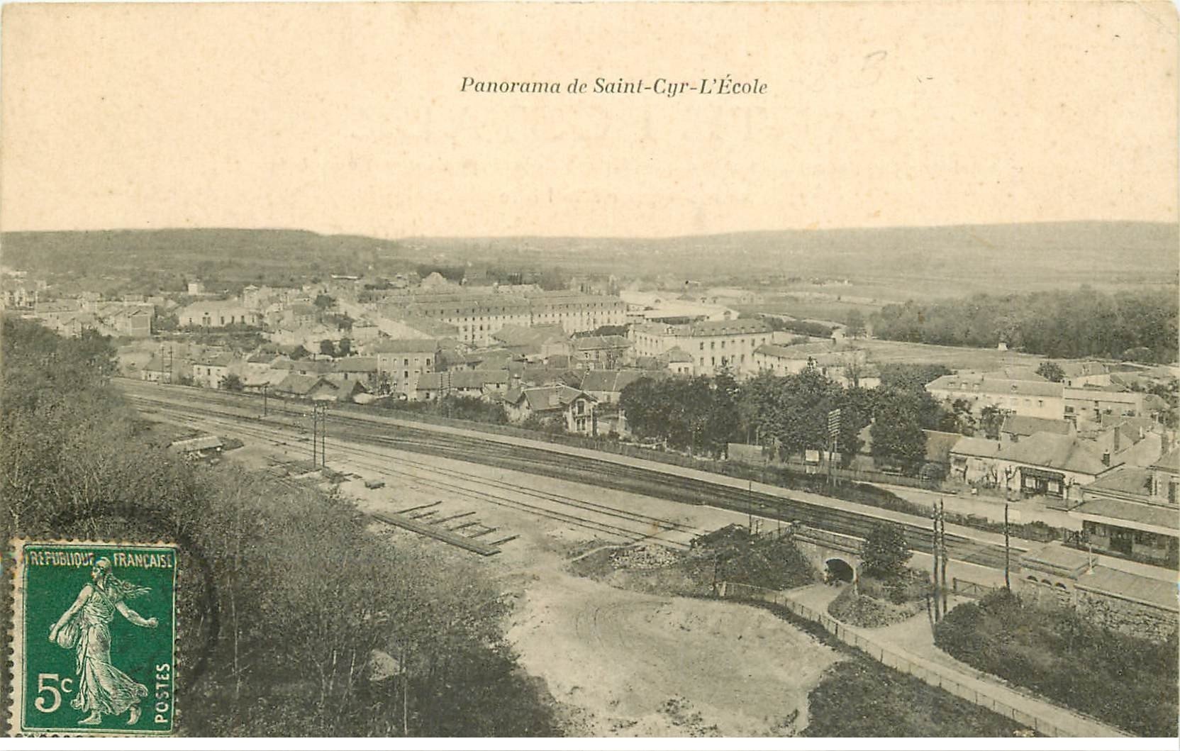 carte postale ancienne 78 ECOLE MILITAIRE DE SAINT-CYR. Panorama 1907