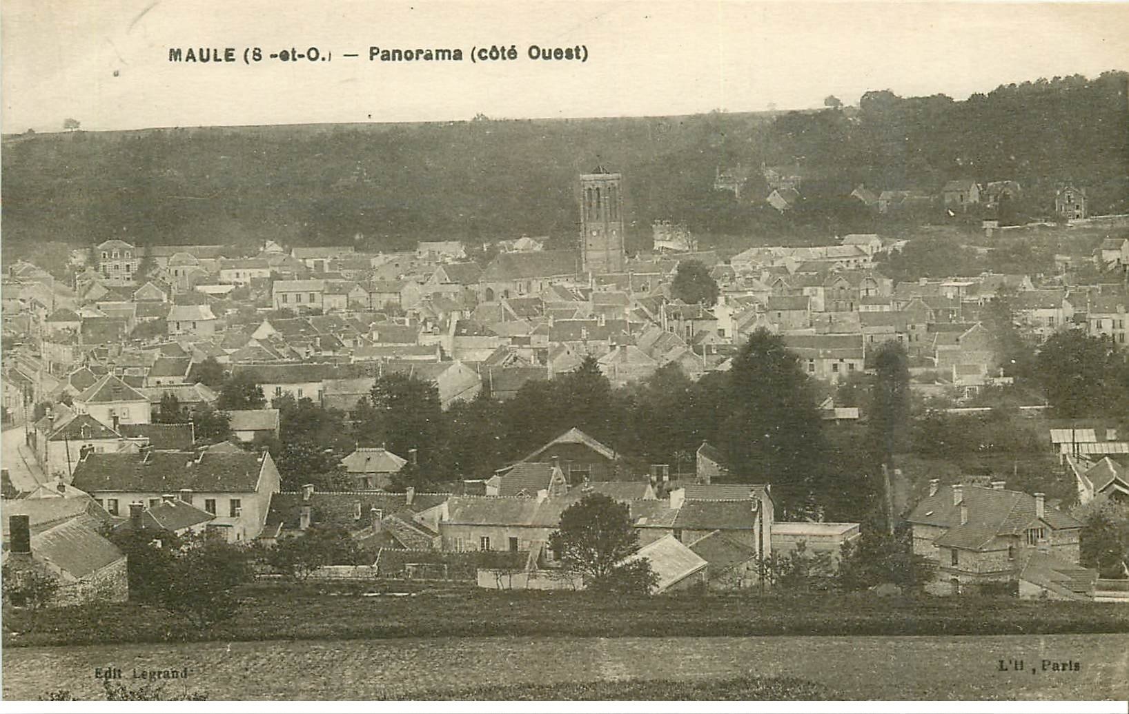 carte postale ancienne 78 MAULE. Panorama
