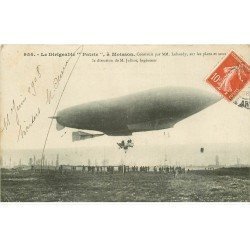 carte postale ancienne 78 MOISSON. Le Dirigeable PATRIE de Lebaudy 1908. Aérodrome et Ballon