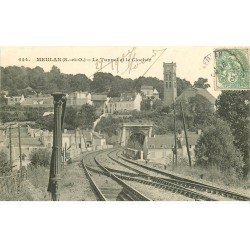 carte postale ancienne 78 MEULAN. Tunnel et Clocher 1907