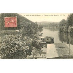 carte postale ancienne 78 MEULAN. Iles et bords de Seine 1906 Bateau lavoir