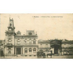 carte postale ancienne 78 MEULAN. Hôtel de Ville, Halle et Postes 1913