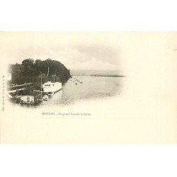 carte postale ancienne 78 MEULAN. Le Grand Bras de la Seine Bateau Bain Lavoir