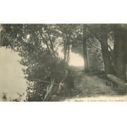 carte postale ancienne 78 MEULAN. La Pêche. Pêcheur solitaire 1914