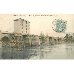 carte postale ancienne 78 POISSY. Pont et Moulin de la Reine Blanche 1905