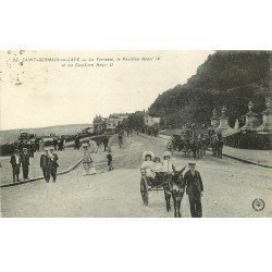 carte postale ancienne 78 POISSY. Promenade attelage Ane sur Terrasse 1922