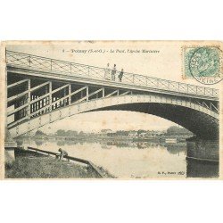 carte postale ancienne 78 POISSY. Pont Arche Marinière. Nombreux tampons Facteur pour retour courrier