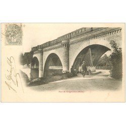 carte postale ancienne 02 GUIGNICOURT. 1903 Train sur le Pont