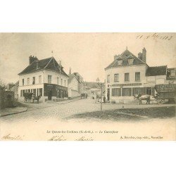 carte postale ancienne 78 LA QUEUE-LES-YVELINES. Le Carrefour attelage déménagements Epicerie Joulain et Café Collot 1903