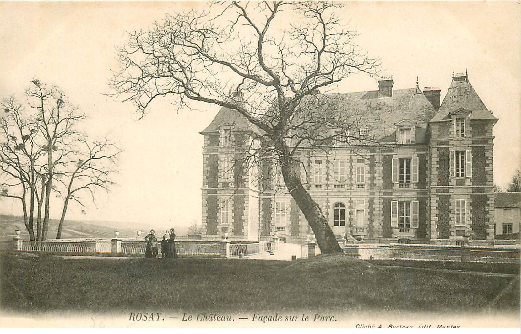 carte postale ancienne 78 ROSAY. Le Château Parc façade animation