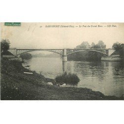 carte postale ancienne 78 RANGIPORT. Pont du Grand Bras avec Lavandière 1911