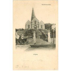 carte postale ancienne 78 SARTROUVILLE. L'Eglise et Fiacre 1903