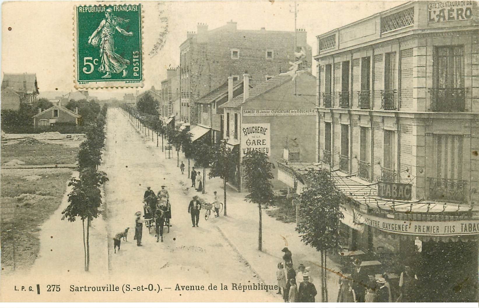 78 SARTROUVILLE. Café Absinthe oxygénée de l'Aéro Avenue de la République et Boucherie de la Gare