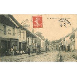 carte postale ancienne 78 SAINT-ARNOULT. Rue de Paris 1906 Café au Rendez Vous des Cyclistes et magasin Michelin