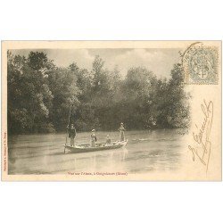 carte postale ancienne 02 GUIGNICOURT. 1903 Traversée de l'Aisne en barge