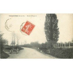 carte postale ancienne 78 TACOIGNIERES. Route d'Orgerus avec Laitière 1909