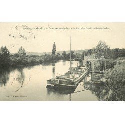 carte postale ancienne 78 VAUX-SUR-SEINE. Port des Carrières Saint-Nicaize avec Péniche transbordement