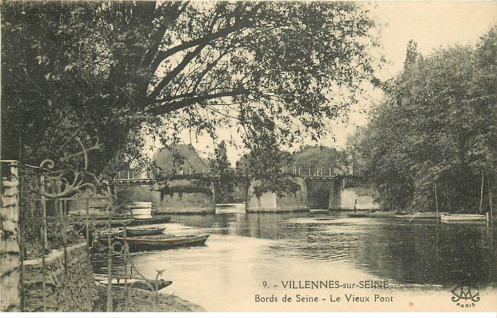 carte postale ancienne 78 VILLENNES-SUR-SEINE. Le Vieux Pont 1924