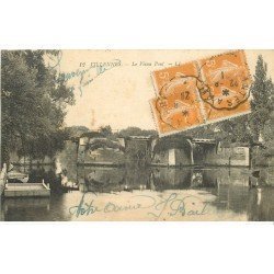 carte postale ancienne 78 VILLENNES-SUR-SEINE. Le Vieux Pont 1921