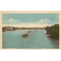 carte postale ancienne 78 VERNOUILLET. Train de Péniches