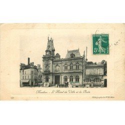 carte postale ancienne K. 78 MEULAN. Hôtel de Ville et Poste 1911
