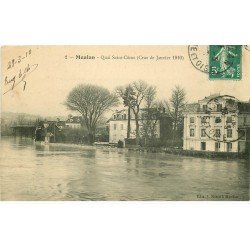 carte postale ancienne K. 78 MEULAN. Quai Saint-Côme crue de 1910