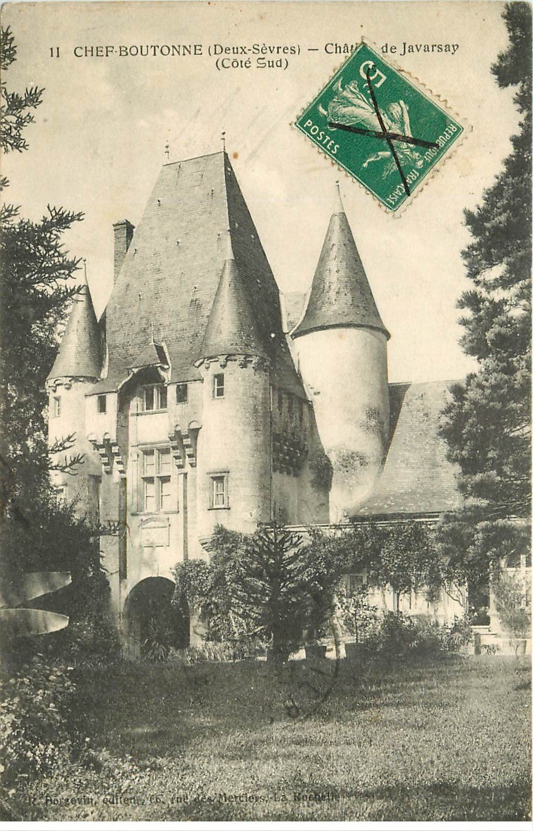 carte postale ancienne 79 CHEF-BOUTONNE. Château Javarzay