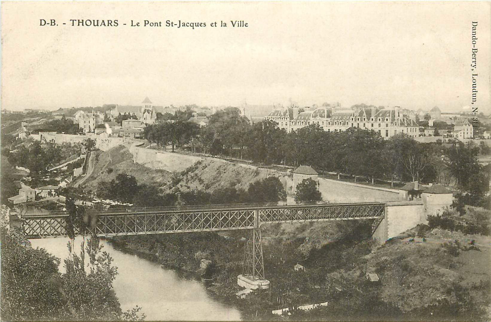 carte postale ancienne 79 THOUARS. Pont Saint-Jacques et Ville