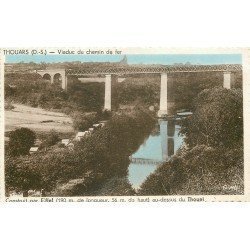 carte postale ancienne 79 THOUARS. Viaduc du Chemin de Fer sur le Thouet 1945