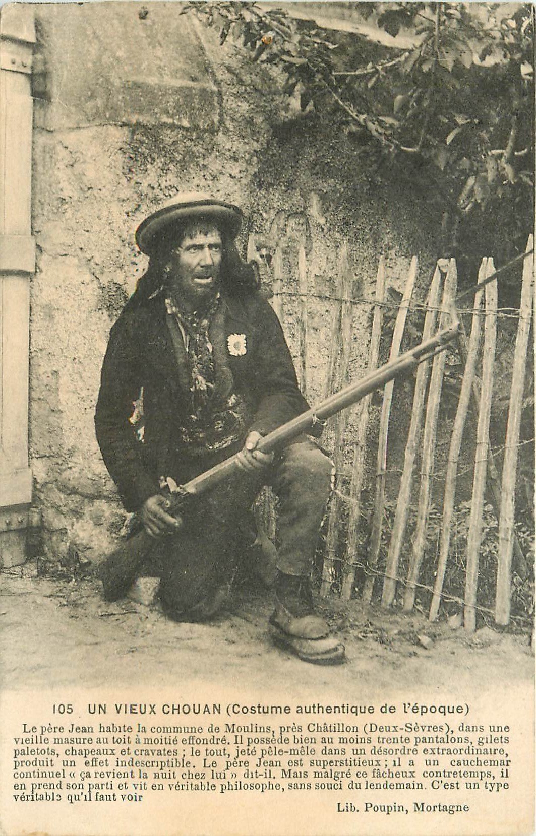 carte postale ancienne 79 MOULINS. Un Vieux Chouan 1914. Timbre manquant