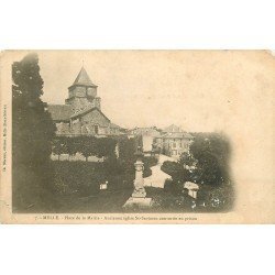 carte postale ancienne 79 MELLE. Prison Place de la Mairie vers 1900