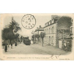 50 AVRANCHES. Train Tramway à vapeur de Saint James Boulevard de l'Est 1905