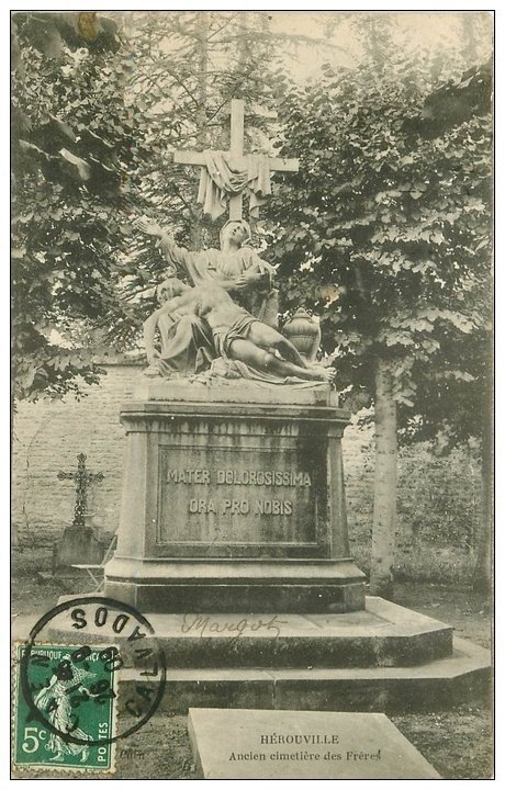 carte postale ancienne 14 HEROUVILLE. Ancien Cimetière des Frères 1909
