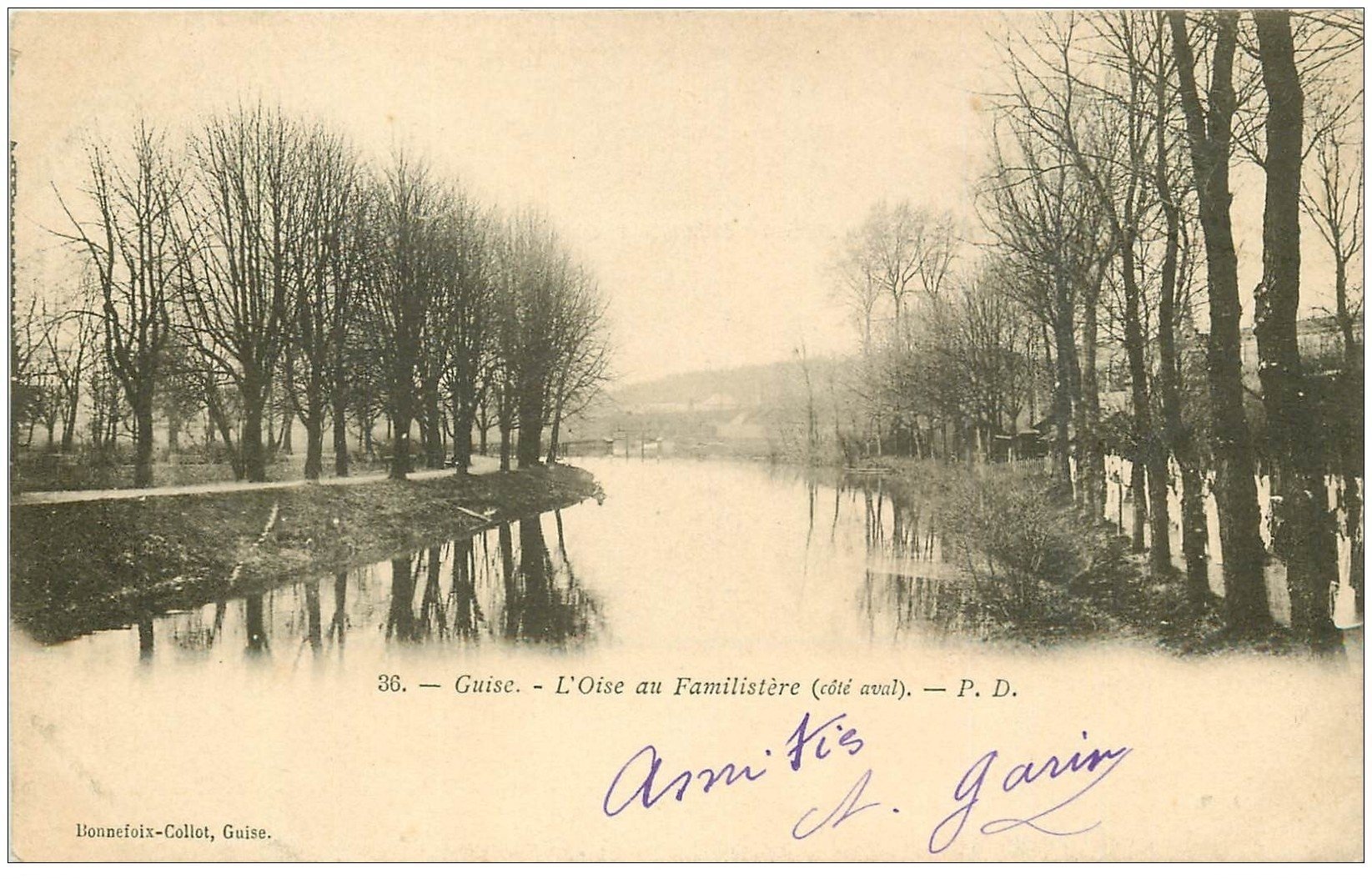 carte postale ancienne 02 GUISE. L'Oise au Familistère 1902