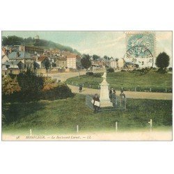 carte postale ancienne 14 HONFLEUR. Boulevard Carnot Vendeur de journaux 1906 en couleur