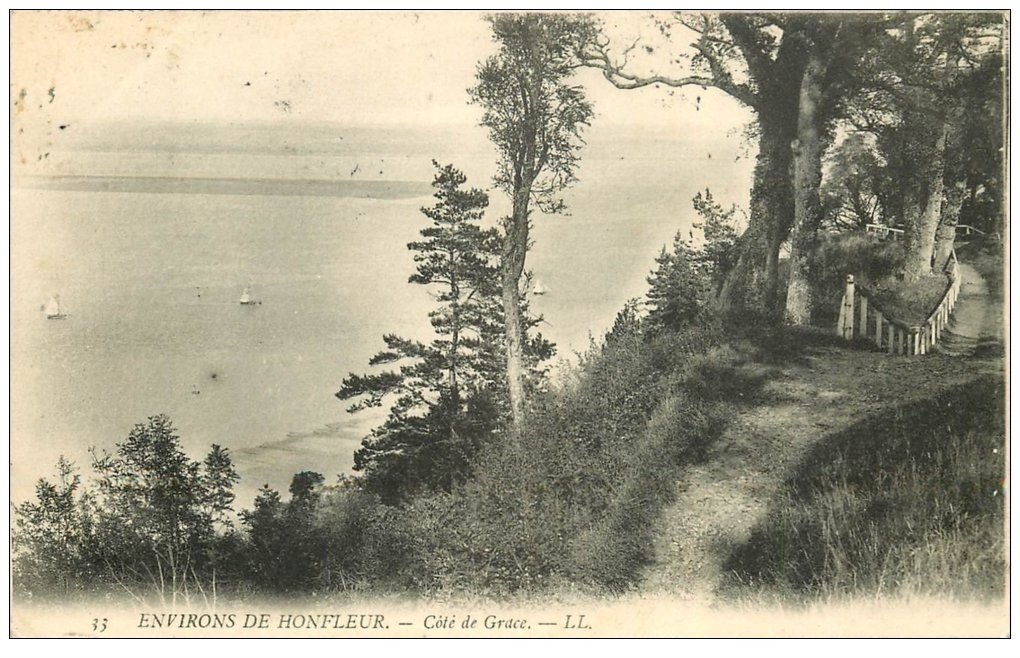 carte postale ancienne 14 HONFLEUR. Côte de Grâce 1908